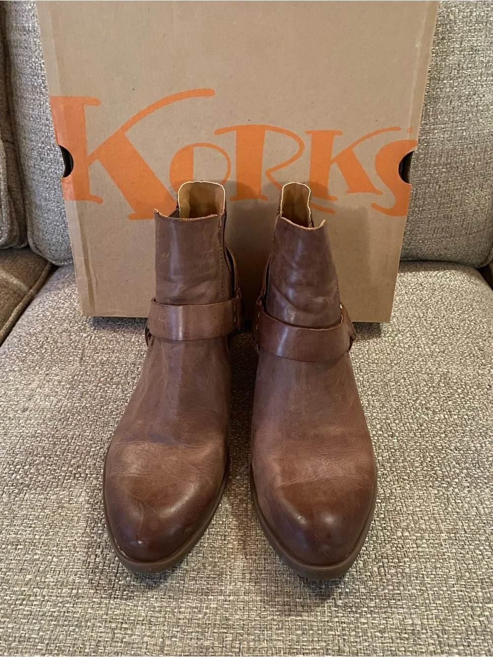 Kork-Ease Brown Leather Harness Ankle Boots